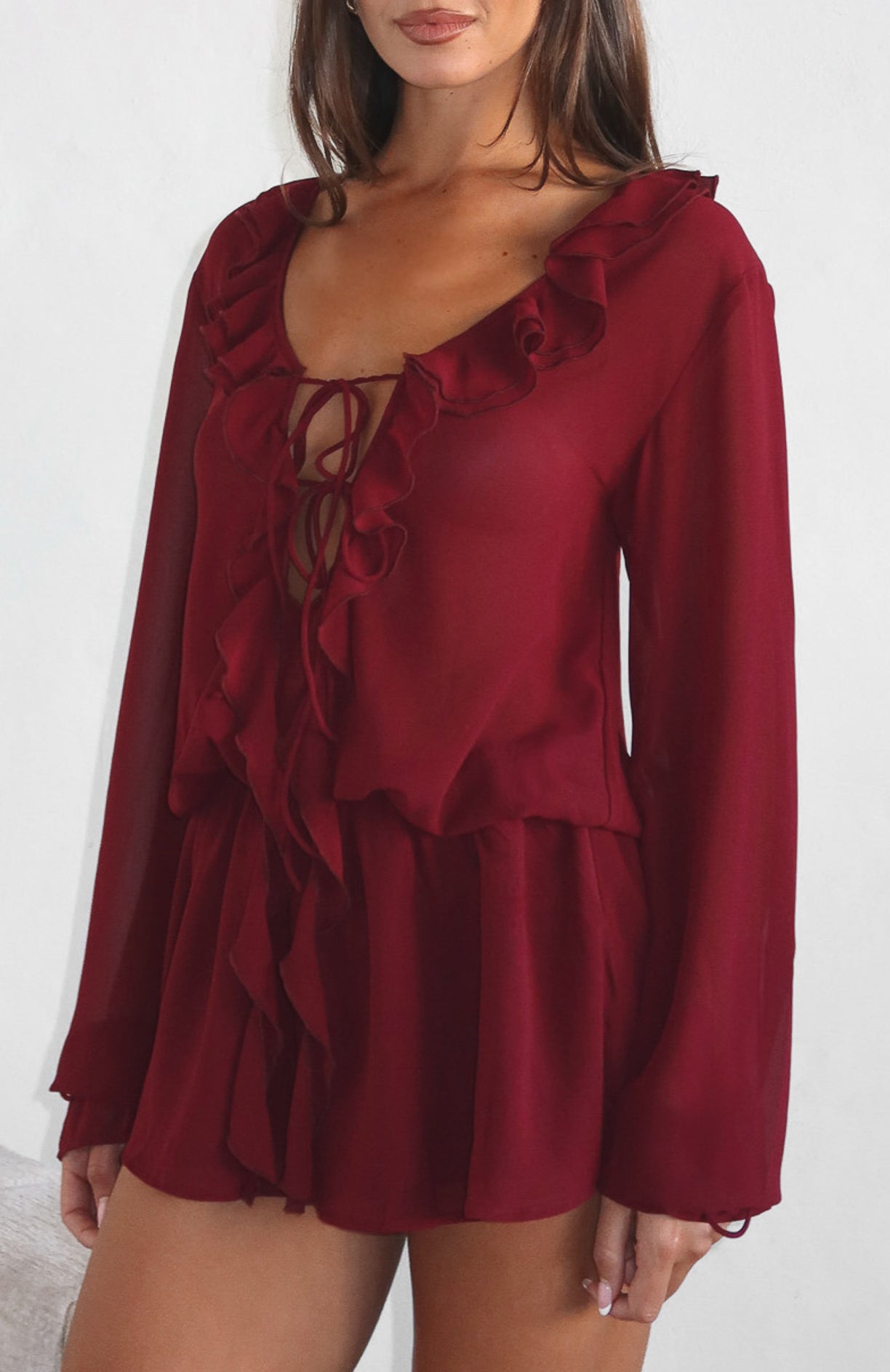 white-fox-eternal-energy-long-sleeve-mini-dress-burgundy-red-12.8.25-02
